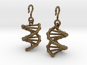 DNA Earrings in Polished Bronze (Interlocking Parts)