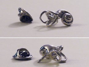 Inner Ear (Cochlea) Lapel Pin in Polished Silver