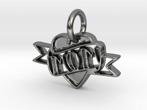 Mom Pendant in Polished Silver