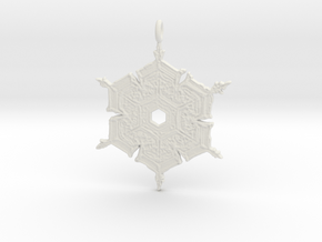 Snowflake Pendant/Earring in White Natural Versatile Plastic