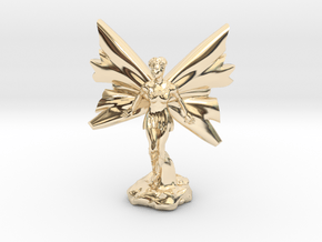 Fairy with large wings, in flight 30mm scale in 14K Yellow Gold