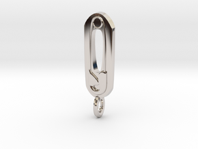 Safety Pin Pendant in Rhodium Plated Brass: Medium