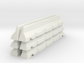6mm Scale Concrete Road Block X 6 for war gaming in White Natural Versatile Plastic
