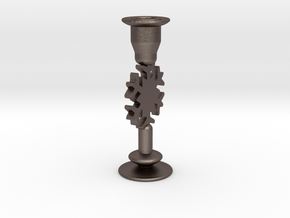 Snowflake Candle Holder A in Polished Bronzed Silver Steel