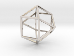 Cube Octohedron - 5cm in Rhodium Plated Brass