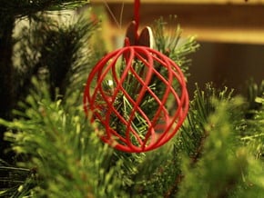spiral christmas ball large in Red Processed Versatile Plastic