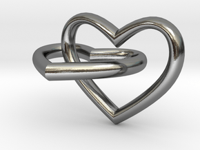 Two hearts in Polished Silver (Interlocking Parts)