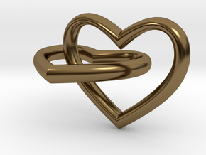 Two hearts in Polished Bronze (Interlocking Parts)