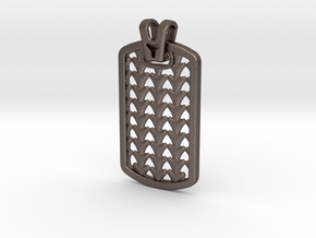 HOUNDS TOOTH DOG TAG 2 in Polished Bronzed Silver Steel