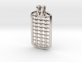 HOUNDS TOOTH DOG TAG 2 in Rhodium Plated Brass