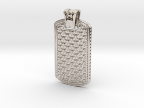 HOUNDS TOOTH DOG TAG 1 in Rhodium Plated Brass