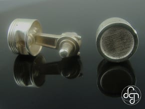 Piston Cufflinks in Polished Silver