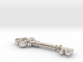 Medieval Key Keychain in Rhodium Plated Brass