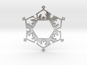 Nativity Snowflake Ornament in Natural Silver