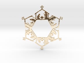 Nativity Snowflake Ornament in 14k Gold Plated Brass