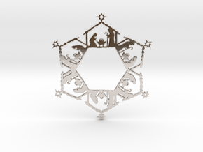 Nativity Snowflake Ornament in Rhodium Plated Brass