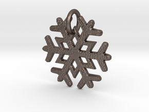 Snowflake Pendant B in Polished Bronzed Silver Steel
