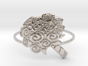 Flat Bouquet Of Roses (Size 4-13) in Rhodium Plated Brass: 4 / 46.5