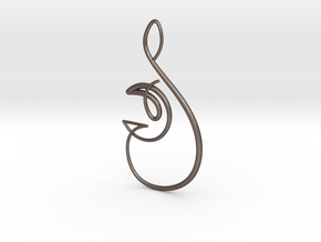 Drop Pendant in Polished Bronzed Silver Steel