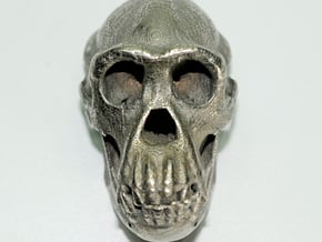 Chimpanzee skull - 77 mm in Polished Bronzed Silver Steel