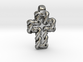 S Chain Cross Pendant in Fine Detail Polished Silver