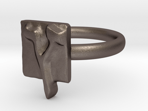 27 Tzadi-sofit Ring in Polished Bronzed Silver Steel: 7 / 54