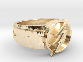 V3 Flash ring Size 9.5 19.41mm in 14k Gold Plated Brass