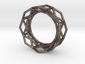 Hexagon - S in Polished Bronzed Silver Steel