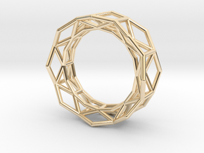 Hexagon - S in 14k Gold Plated Brass