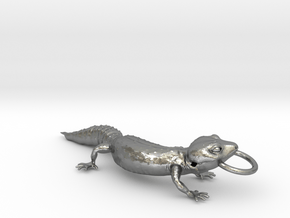 Leopard Gecko Pendant in Natural Silver