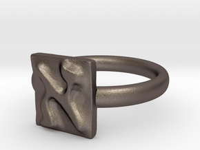 01 Alef Ring in Polished Bronzed Silver Steel: 5 / 49