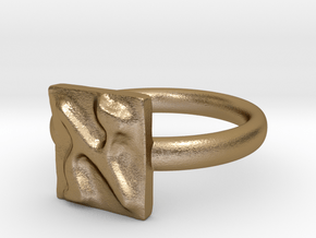 01 Alef Ring in Polished Gold Steel: 7 / 54