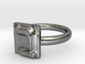 02 Bet Ring in Fine Detail Polished Silver: 5 / 49