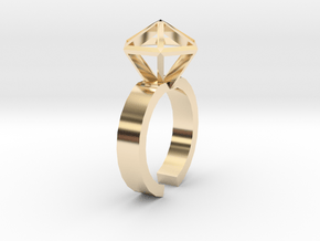 Gold Stereodiamond Ring in 14k Gold Plated Brass: Small