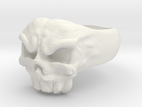 Skull Ring 1 Part Aprox 21mm in White Natural Versatile Plastic