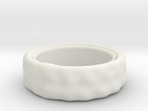 Hammered Ring 21mm in White Natural Versatile Plastic