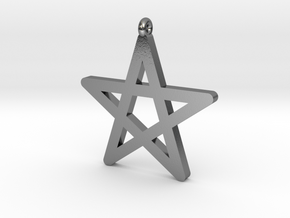 Pentagram Symbol Pendantt in Polished Silver