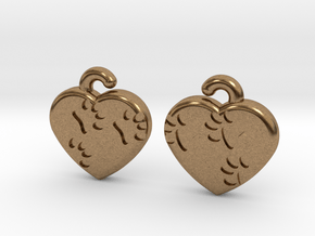 Pawprints On My Heart Earrings in Natural Brass