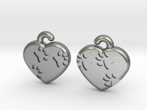 Pawprints On My Heart Earrings in Natural Silver