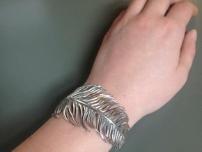 Singular penna - feather bracelet in Polished Silver: Small