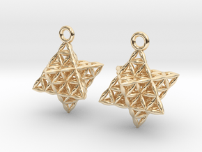 Flower Of Life Star Tetrahedron Earrings  in 14K Yellow Gold