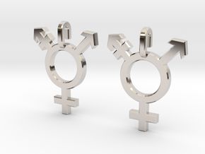 Transgender Earrings in Platinum