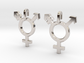 Transgender Earrings in Rhodium Plated Brass