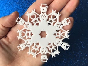 Snowman Snowflake Ornament in White Natural Versatile Plastic