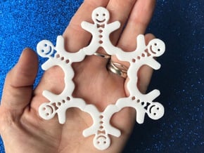 Gingerbread Man Snowflake Ornament in White Natural Versatile Plastic