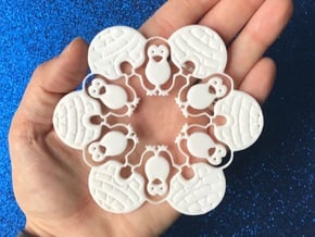 Penguin & Igloo Snowflake Ornament in White Natural Versatile Plastic