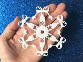 Wine Glasses & Bottles Snowflake Ornament in White Natural Versatile Plastic