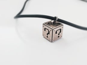 Super Mario Question Box Pendant in Polished Bronzed Silver Steel