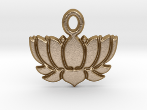 Lotus Flower Yoga Pendant in Polished Gold Steel