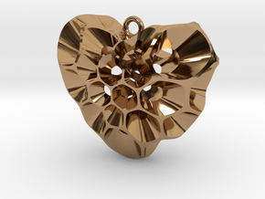Pollen Heart Pendant V01 in Polished Brass